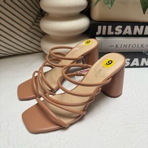 Nine West Tan Block Heel Sandals